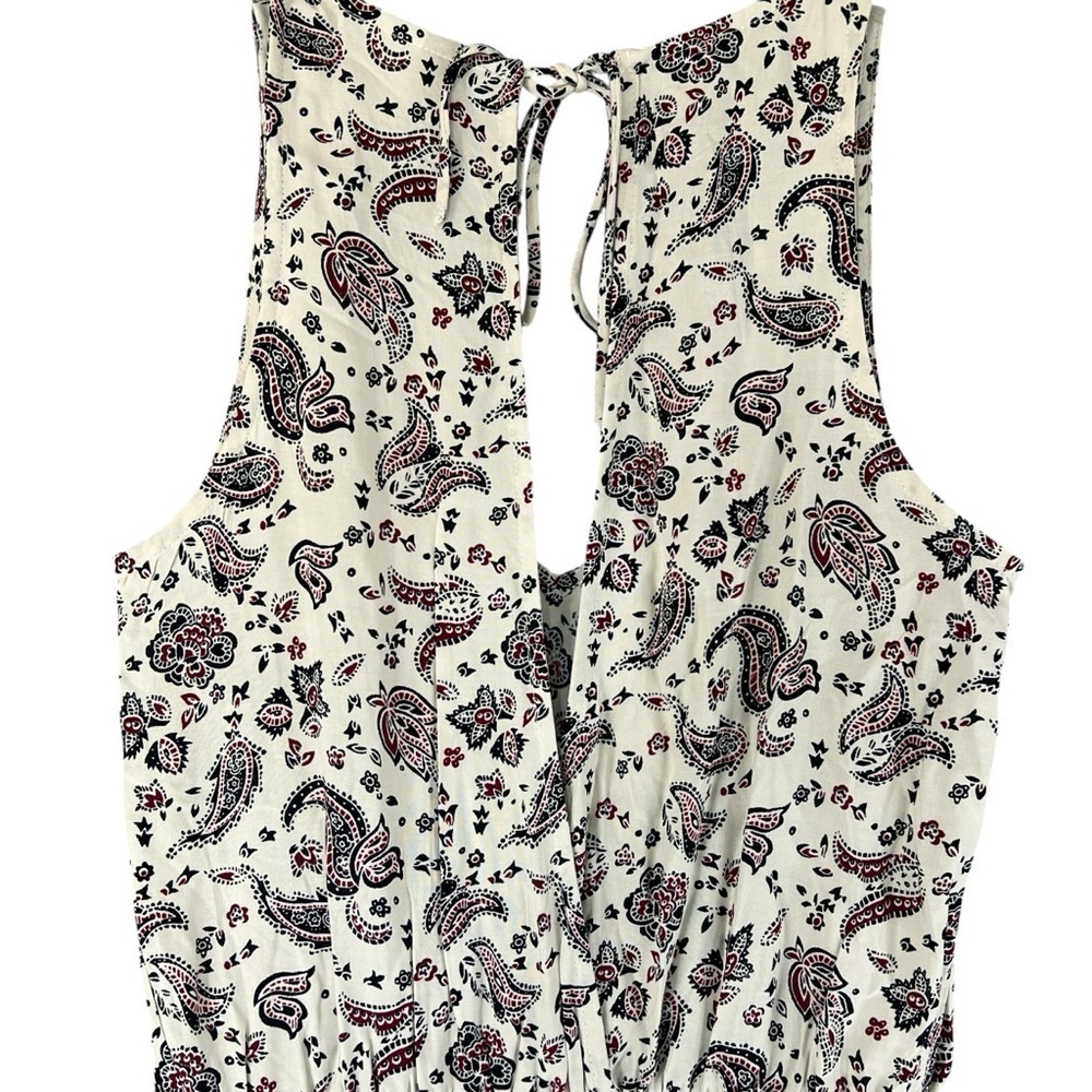 H&M DIVIDED Sleeveless Paisley Viscose Jumpsuit Cream Black Berry Red Size 6 - Picture 5 of 12